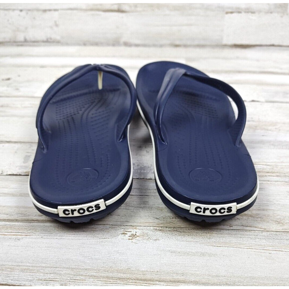 Crocs Crocband Thong Flip Flops Mens 10 Women’s 12 Navy Unisex Beach Sandals - Picture 3 of 7